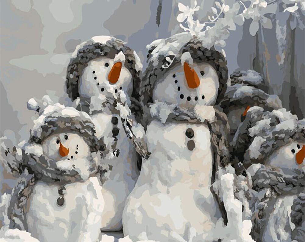ABEUTY DIY Paint by Numbers for Adults, Christmas Snowman 16x20 inches Number Painting Art Therapy (No Frame)