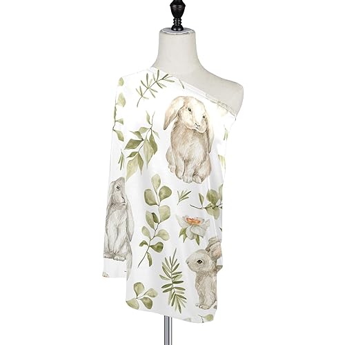 Miniatura 7 de YETTASBIN Funda de asiento de coche de conejo de Pascua, cubierta elástica suave para lactancia materna, funda transpirable para cochecito de bebé