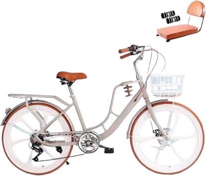 WGM Womens City Commute, Adult Bicycle, Womens Bicycle, City Cycle, Fashionable Mamachari, City-Cycle, Girls, 26 Inches, Shimano 7 Speed Gear, For Commuting to School, Riding, Going Out, New Life