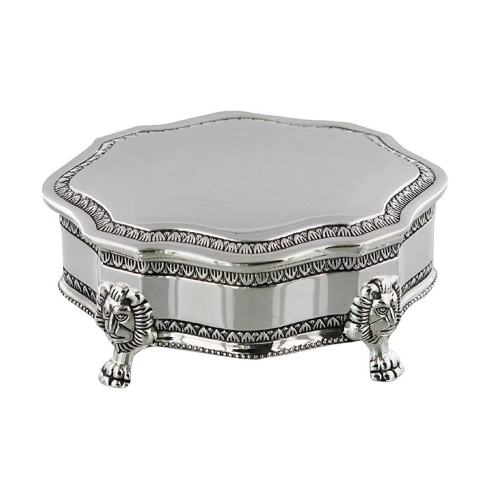 Rutherfords Gifts Silver Personalised -Plated Scalloped Edge Trinket Jewellery Box – Engraved Keepsake Gift For Her, Custom Engraving For Birthday, Anniversary, Wedding Or Mother’s Day