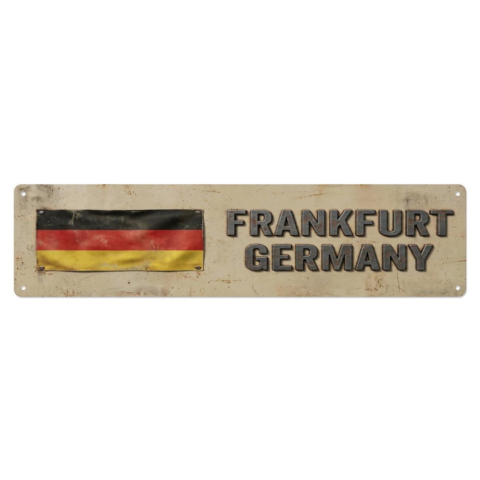 Vintage Frankfurt Germany Flag Decor Rustic Travel Metal Tin Sign