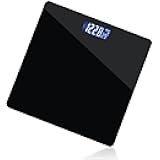 Moss & Stone Black Digital Bathroom Scale for Body Weight, Smart Step-On Technology, Backlit LCD Display, High Accuracy Weight Scale 400lb/180kg, Glass Slim Design, Auto On/Off, Home Use