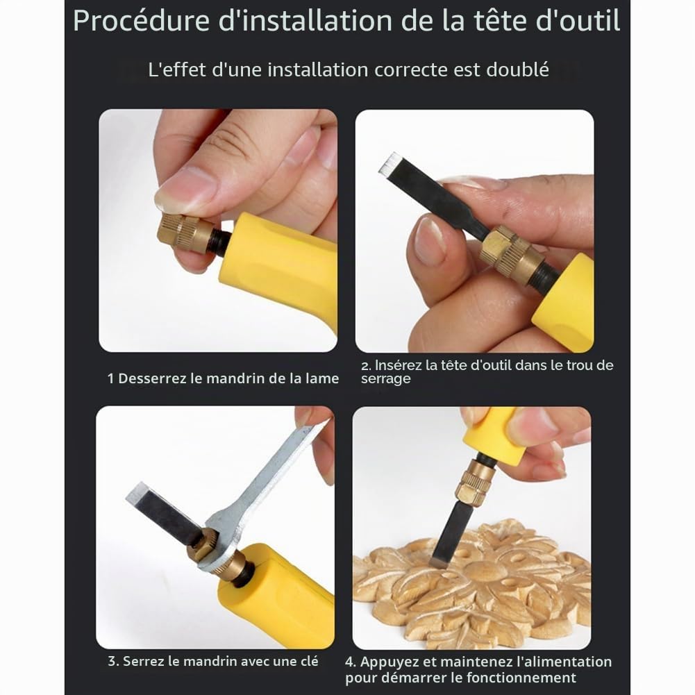 Sichuny 40W Kit de Couteau à Découper Électrique Meubles Menuiserie Couteau de Sculpture Racine Outil Sculpture Ciseau de Menuiserie Facile à Utiliser