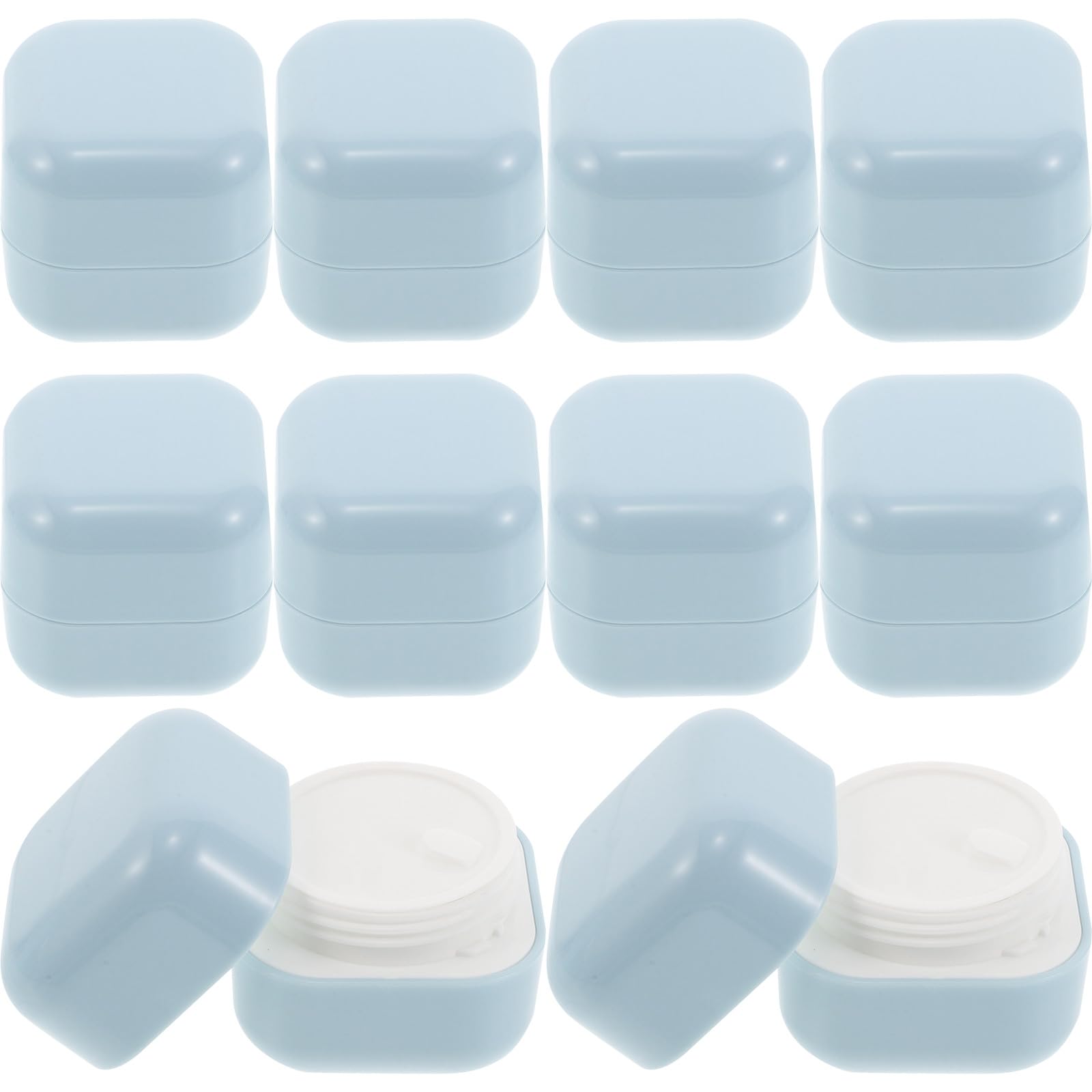 10 Stück leere, nachfüllbare Kosmetikdosen, 50 g, runde Kunststoffflaschen mit Innenauskleidung und Schraubdeckel, Reisebehälter für Toilettenartikel, Lippenbalsam, Lotion