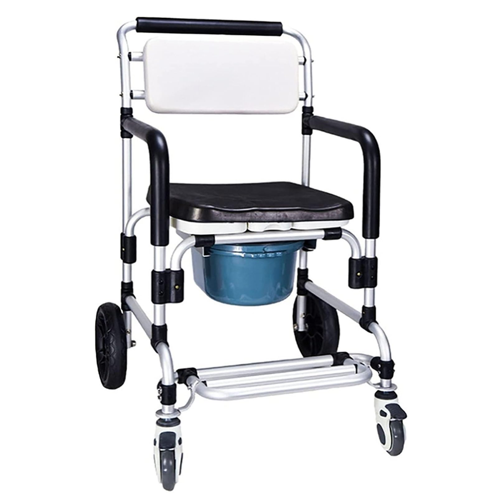 SXSLTSA Mobile commode chair, Toilet Seat With Armrests And Backrest Wheelchair With Casters Shower Chair Walker Aluminum (Color : D)