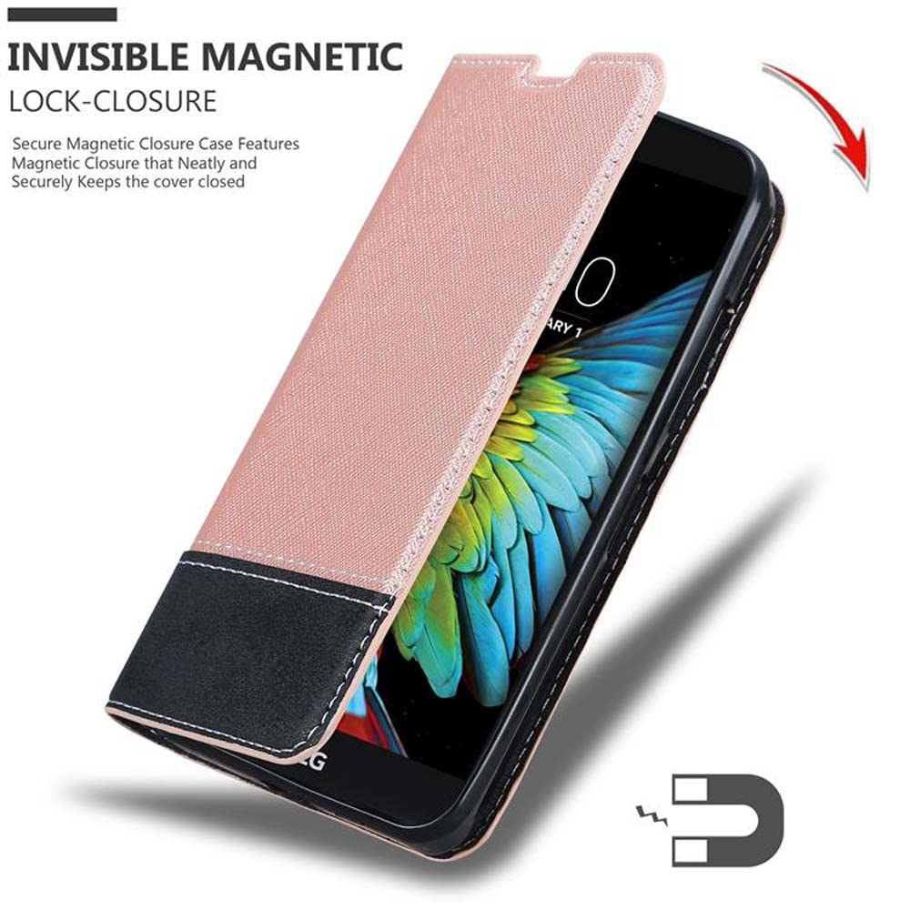 Cadorabo Custodia Libro per LG K10 2016 in Nero Grafite - con Vani di