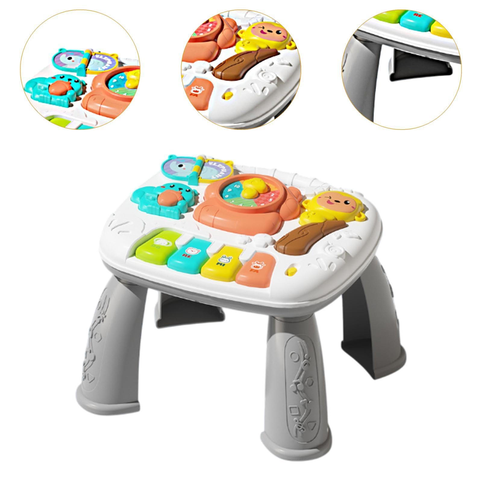 Mesa de Aprendizaje de Actividades para Bebés, Juguetes, Mesa de Aprendizaje Musical para Niñas de 3, 4, 5 Y 6 años, Color Gris, Gris