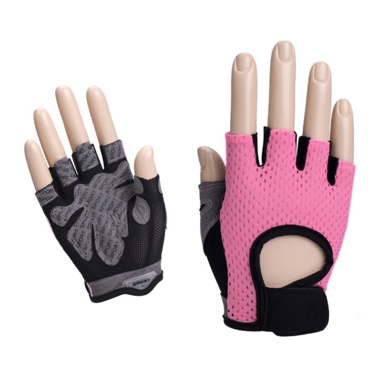 Yardwe 2 Pezzi Equitazione Sedile Passeggero Pad Guanti Bodybuilding Guanti Bici Allenamento Mezze Dita Trapunta Stencil Imbottiti Di Palma Da Allenamento Per