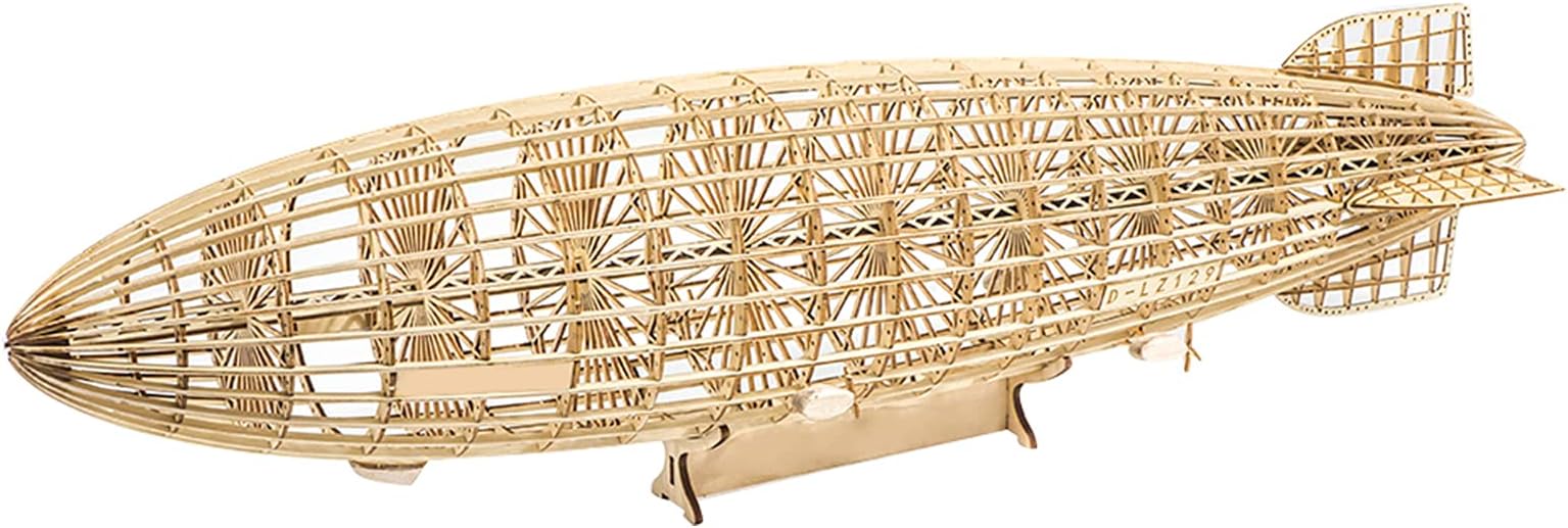 DWH VS35 1:453 Scale D-LZ129 Aship 540mm Length Wooden Static DIY Building Model Educational STEM DIY Building Wooden Toys for Home Decoration Bthday Gift for Teens and Adults