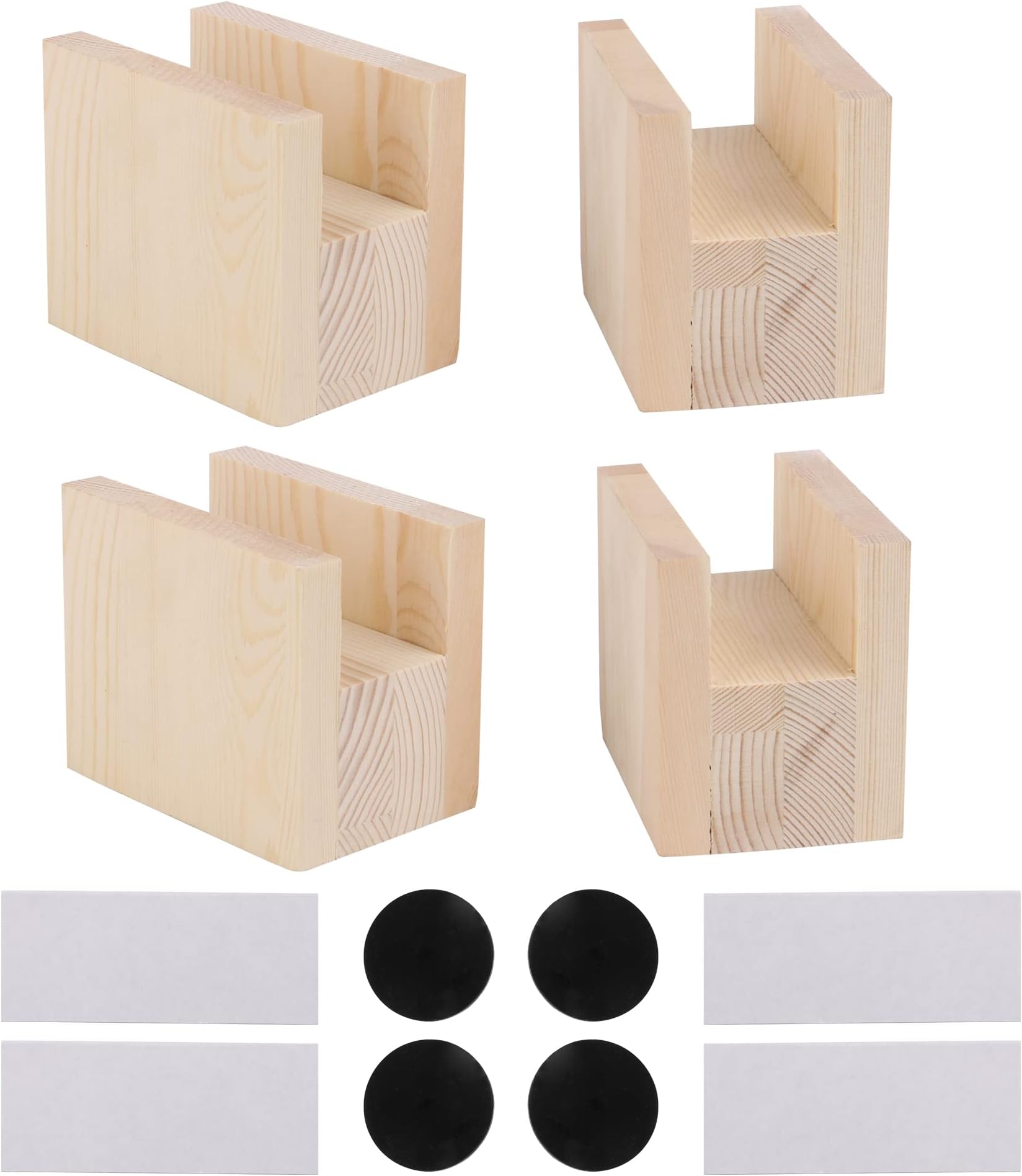 4 Pcs Furniture Sofa Lifters 100x40x50mm with Double Sided Tape Round Feet Pad Kit