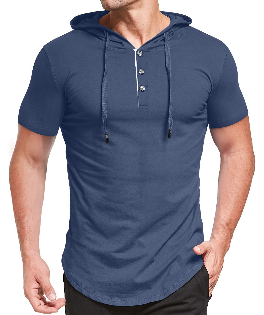 KUYIGOMen's S-5X Short&Long Sleeve Fashion Athletic Hoodies Sport Sweatshirt Causal Hooded T-Shirts