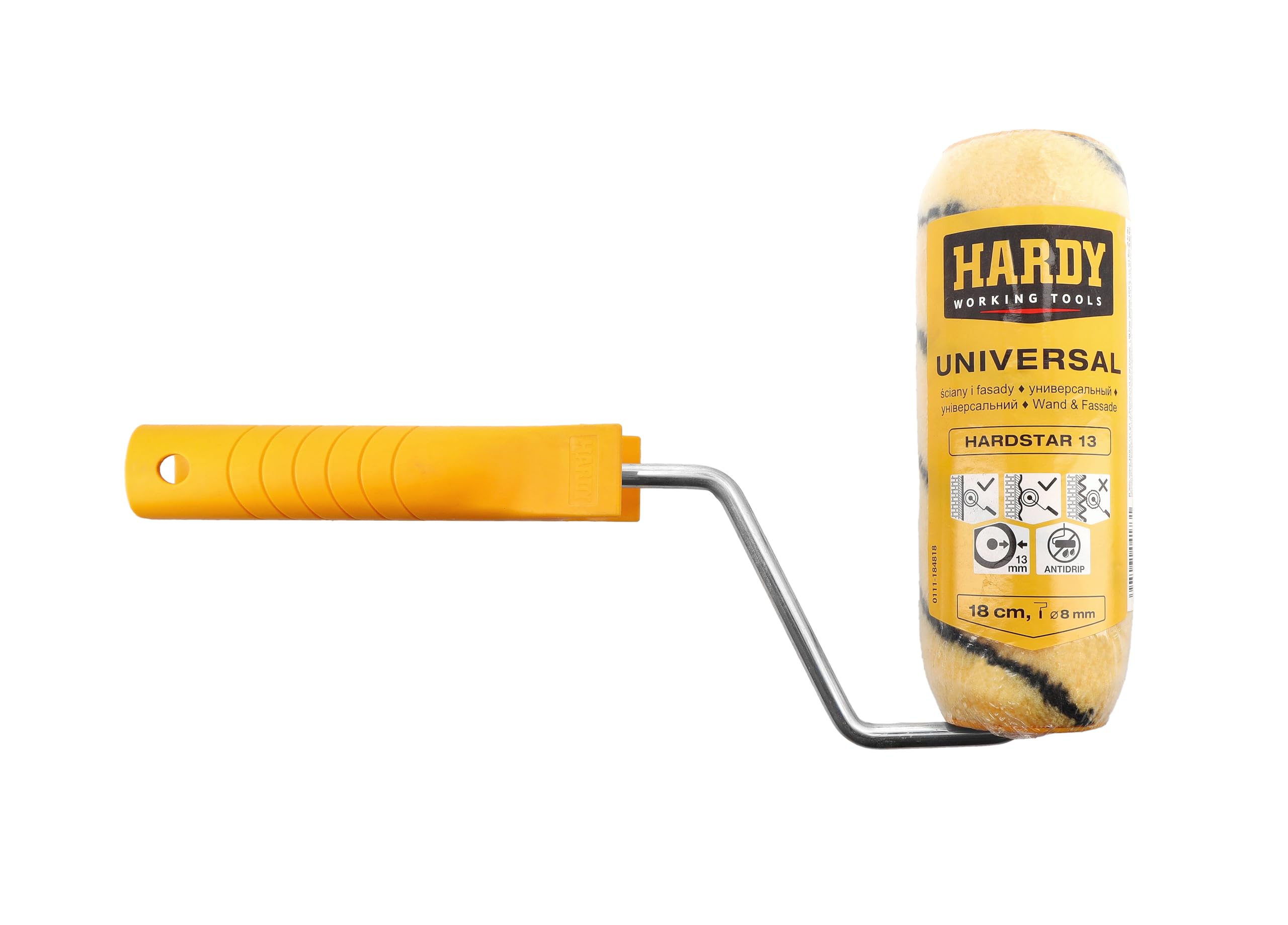 Hardy Working Tools - Kit Rullo 2 Pezzi: 1 Manicotto Largho da 18 cm + Montura Pelo in Poliestere Hardstar 13 mm Ø48 mm, DuoSystem Scorrimento fluido, Per Pareti e Soffitti – Finitura Liscia