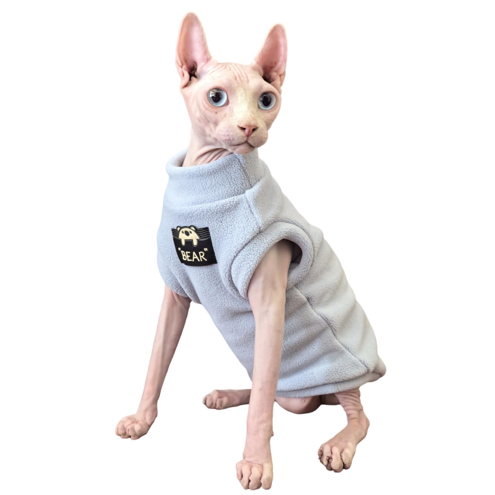 Sphynx Cat Clothes Hairless Cat Warm Fleece Vest Elastic Winter Sweater Outfit, Pet Clothes for Sphynx Cat Coat for Cats and Small Dogs Apparel,
