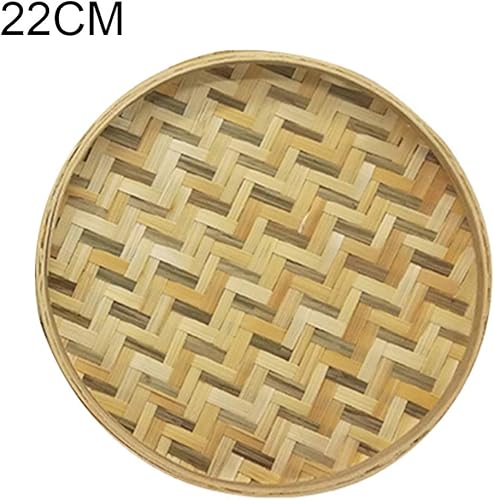 Miniatura 6 de Tamiz de bambú, hecho a mano, redondo, de bambú, para tejer, semillas de fruta, cesta de té, organizador de almacenamiento, color de la foto, 8.7 in