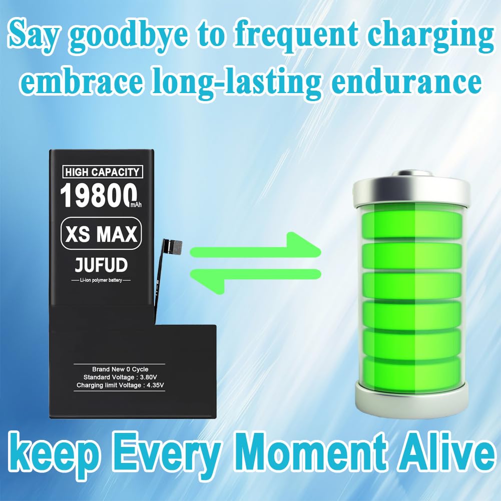 19800mAh Replacement Battery Used for iPhone Xs MAX - 0 Cycle Battery Compatible with Models A1921 A2101 A2102 A2104 with Full Repair Tool Kit