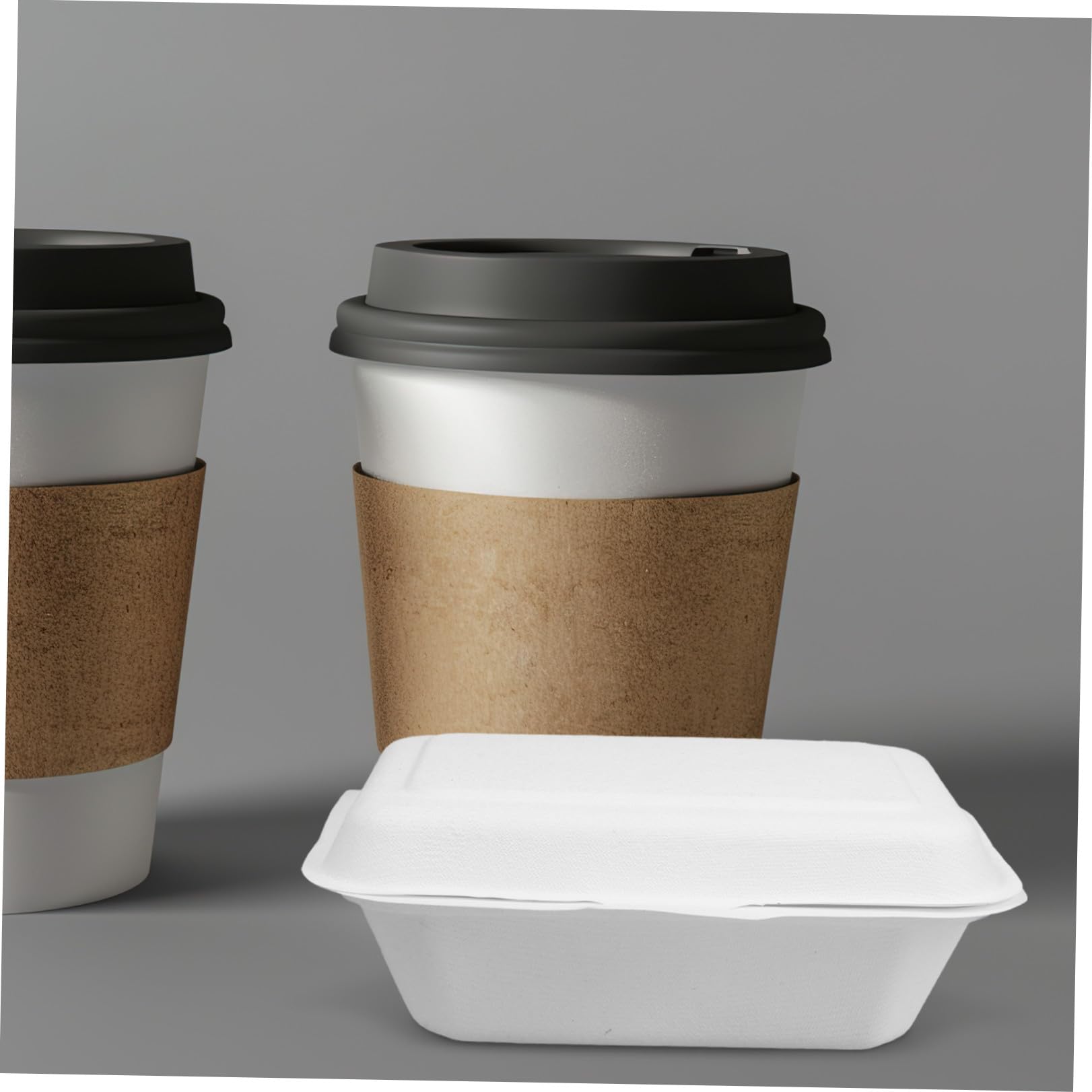 Scatole Biodegradabili Confezione da 50 Pezzi per Alimenti 600ml in Carta Bianca Multifunzionale e Facili da Trasportare per Takeaway e Packaging Dolci