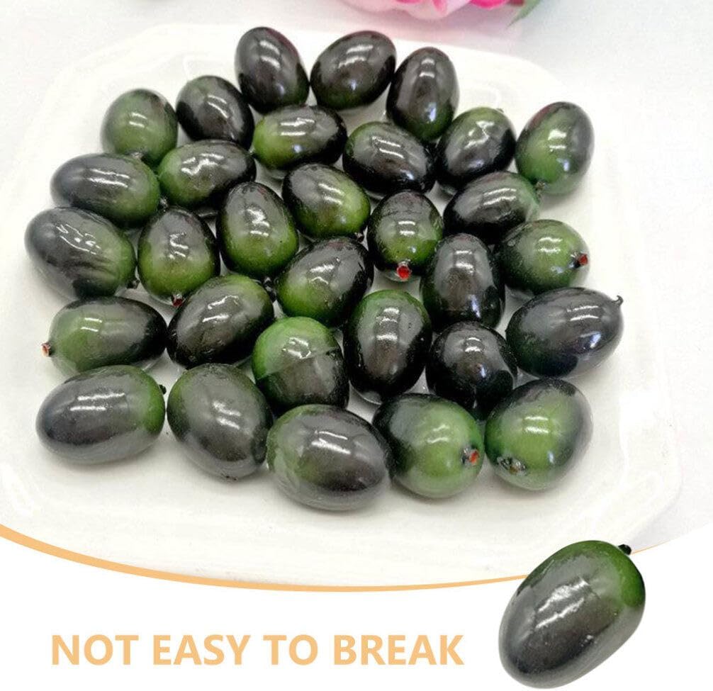 30Pcs Artificial Olive Decorations Realistic Fake Olives for Home Kitchen Table Centerpieces Party Autumn Farmhouse Photography Props