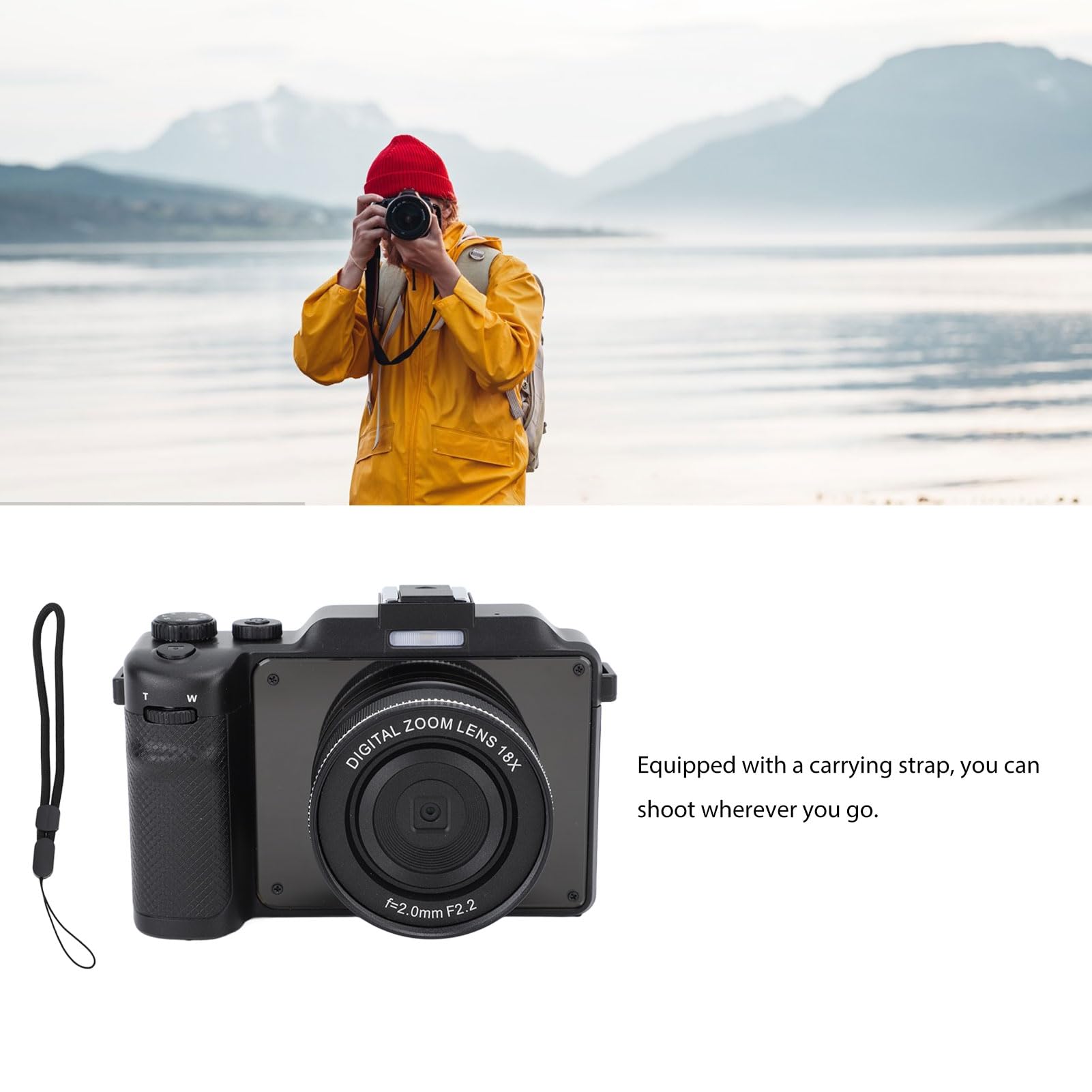 Amazon | 写真用 4K デジタルカメラ、18X デジタルズーム付き 56MP HD