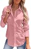 siliteelon Womens Button Down Shirts Long Sleeve Dress Shirts Wrinkle Free Collared Work Office Solid Blouses Corset Tops