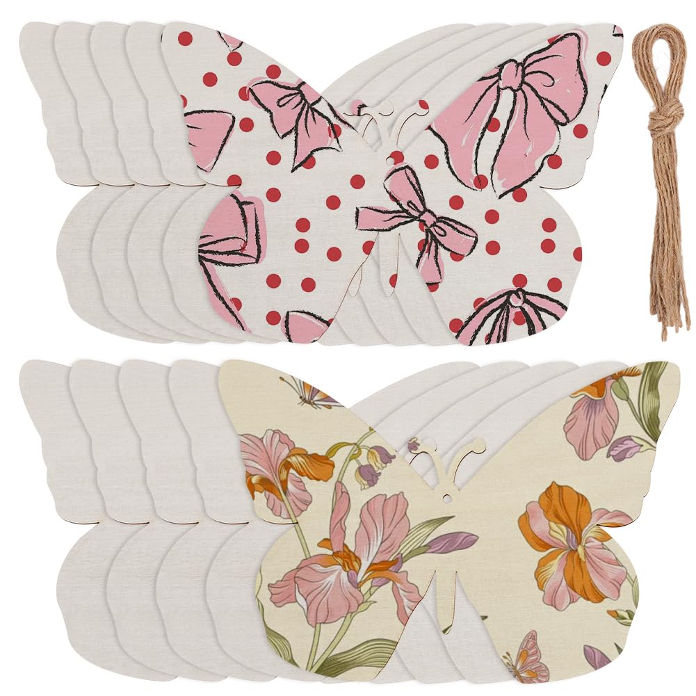 SOFPLATE 10Pcs 7 x 5 Inch Butterfly Wood Blank Large Wooden Butterfly Ornaments Spring Wood Cutouts Unfinished Wooden Blanks Discs Crafts to Paint for Home Hanging Easter St.Patricks Day Decorations