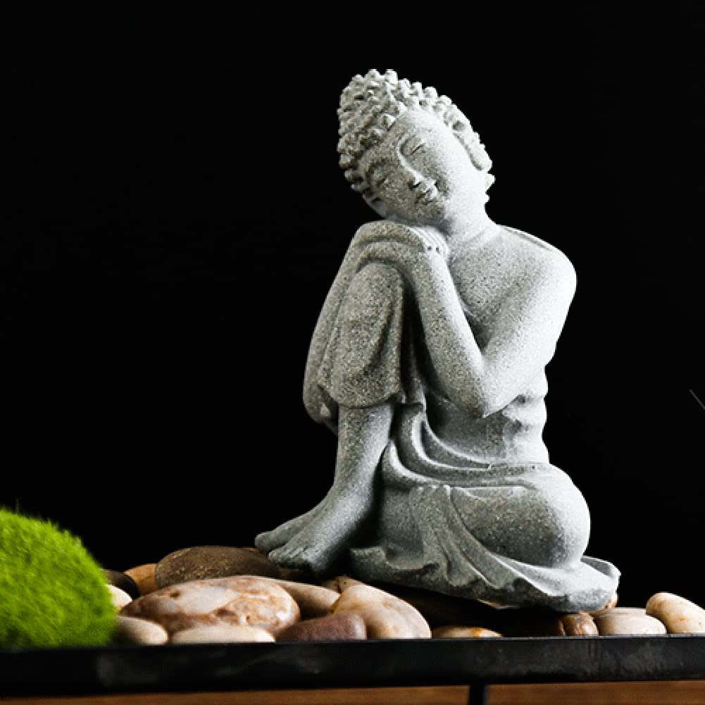ZYWUOY Resin Aquarium Decorations, Buddha Garden Ornament Sandstone Resin Effect Outdoor Indoor Statue Yoga Decor - Image 2