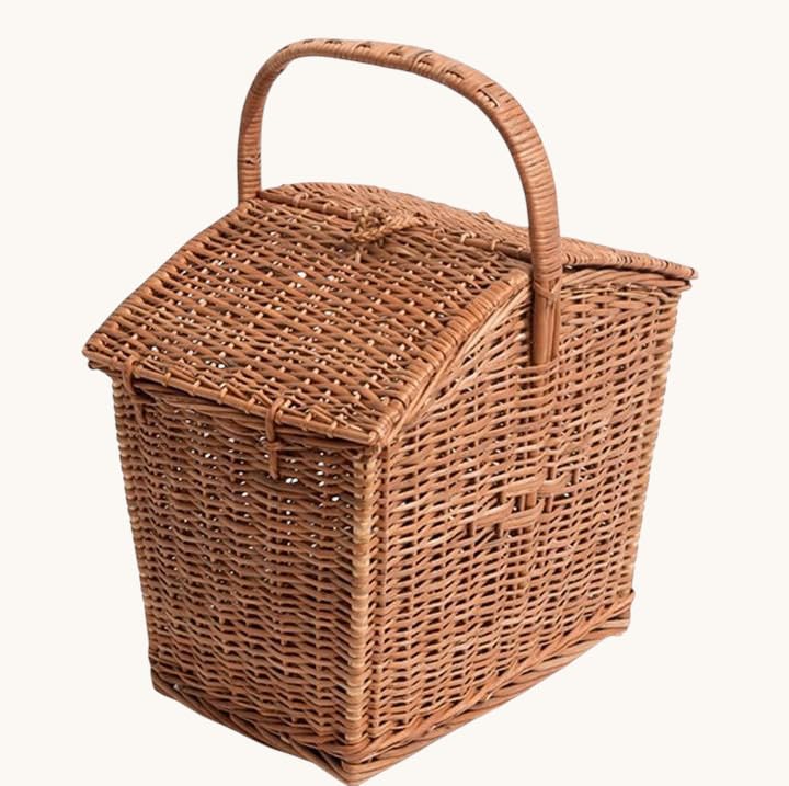 Natural Handwoven Wicker Storage Basket with Handle and Lid, Rattan, Multipurpose, for Home Storage, Gift Hamper, Laundry and Decorative Use-image-13