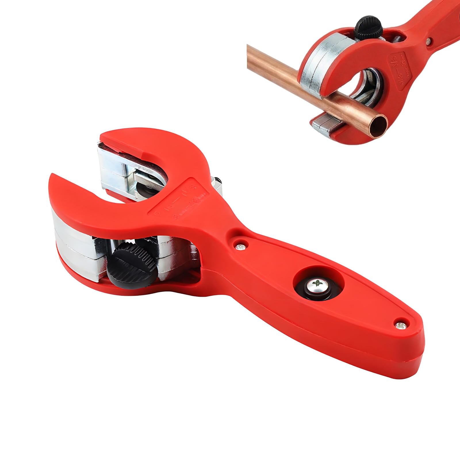 Ysinobear Red Ratcheting Tubing Cutter Tool For 8-29Mm Tube Copper Conduit Ratchet Pipe Cutters Metal,Easily Maneuverable Ratchet Tube Cutter That Cuts Through Tough Stainless Steel & Copper Tubes Tools (Red)
