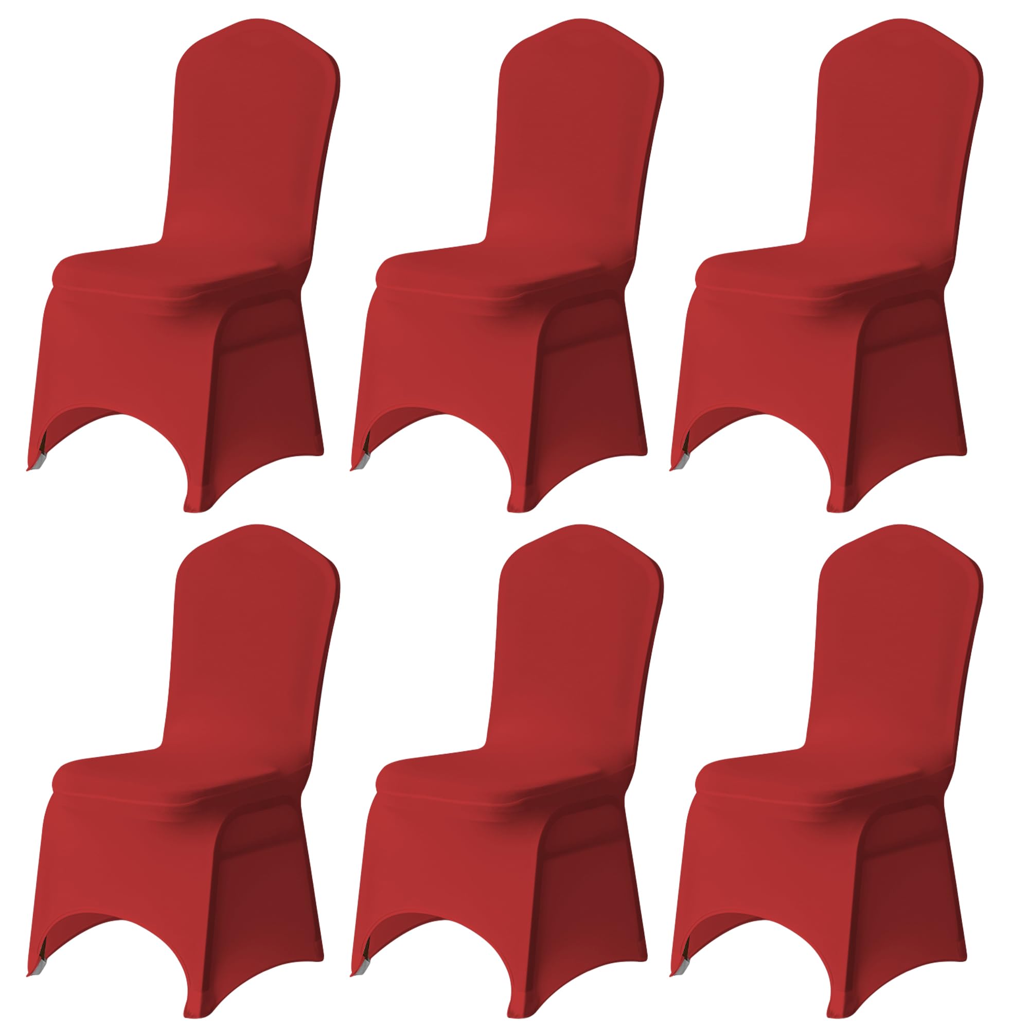 Trimming Shop 6pcs Red Wedding Chair Covers Stretch Slipcovers
