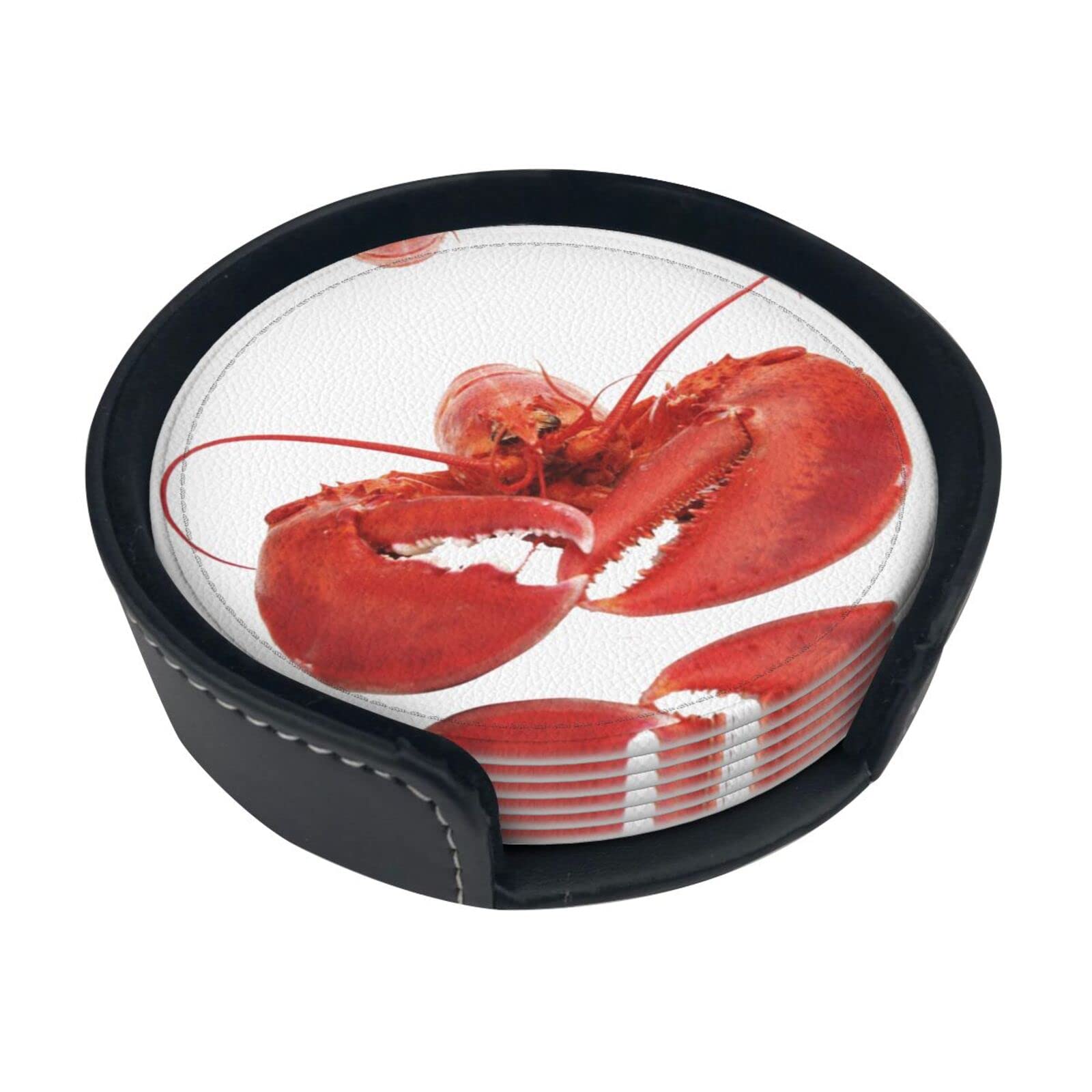 Alteko Lobster Coasters Set Of 6 Print Leather Coasters For Drinks,Home Décor And Housewarming Gift