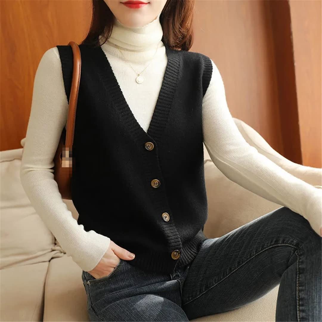 Ownwfeat Damski sweter bez rękawów z dzianinową krótką kamizelką
