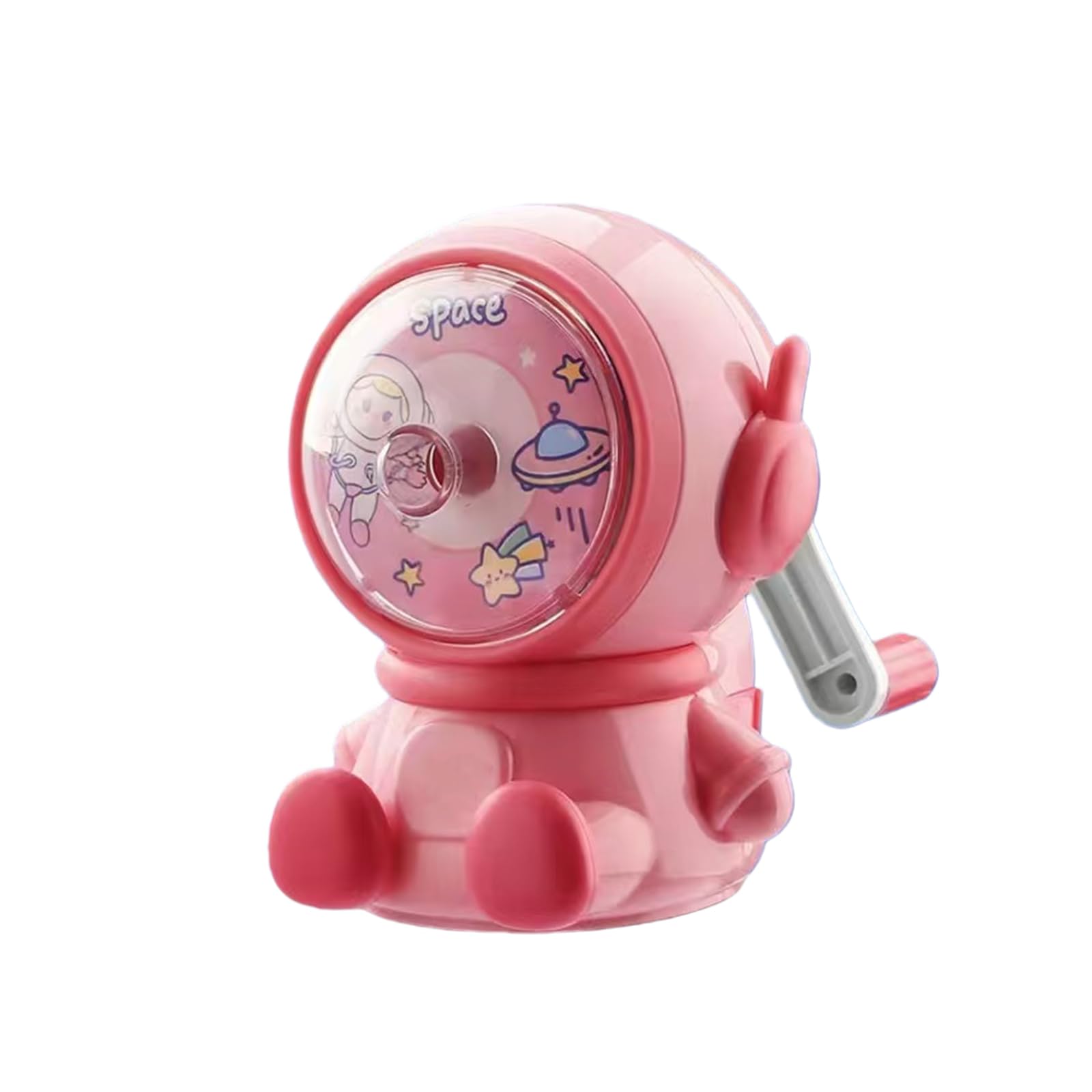 GZBABY Hand Crank Pencil Sharpeners, Manual Pencil Sharpener with Auto Feed Function, Cute Astronaut Shape (Pink)