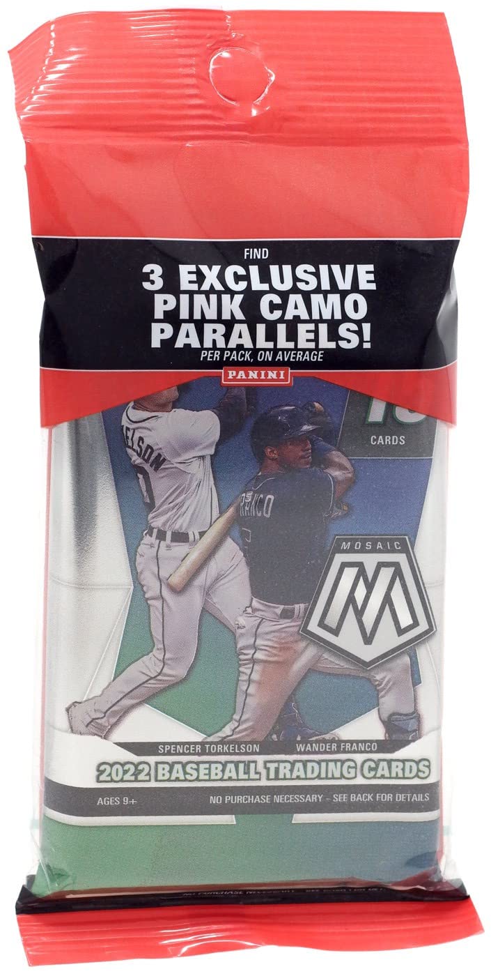 2022 Panini Mosaic Baseball Cello Pack - 3 Exclusive Pink Camo Parallels - 15 Trading Cards Per Pack
