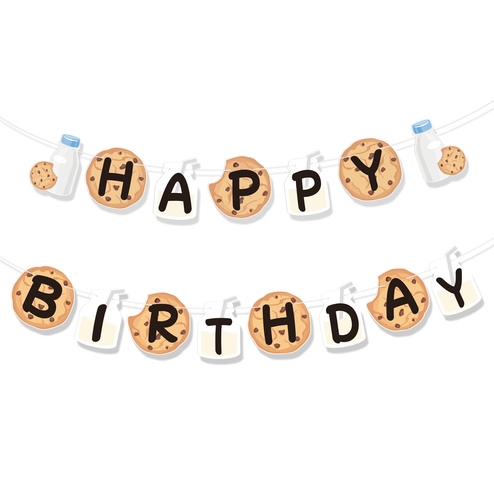 2pcs Cookies Milk Birthday Party Banner, Cookie Milk Themed Birthday Backdrop for Party Decoration Milk And Cookies Baby Shower Decorations Party Supplies for Girl Boy