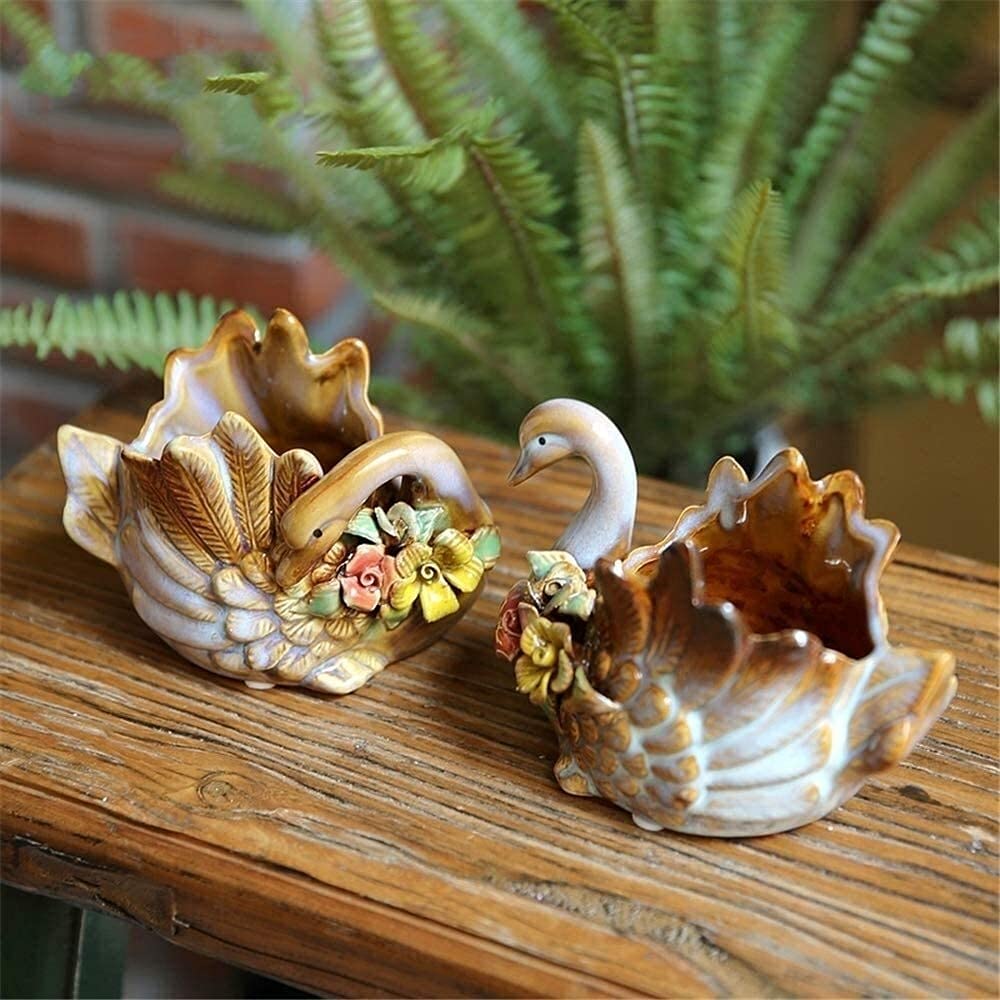 XJBTBA Maceta de jardín 1pcs/Set Statue Cigno Rosa Interno/Outdoor Squisito Simulazione Ornamento Decorazione la casa per dimora Giardino Cortile