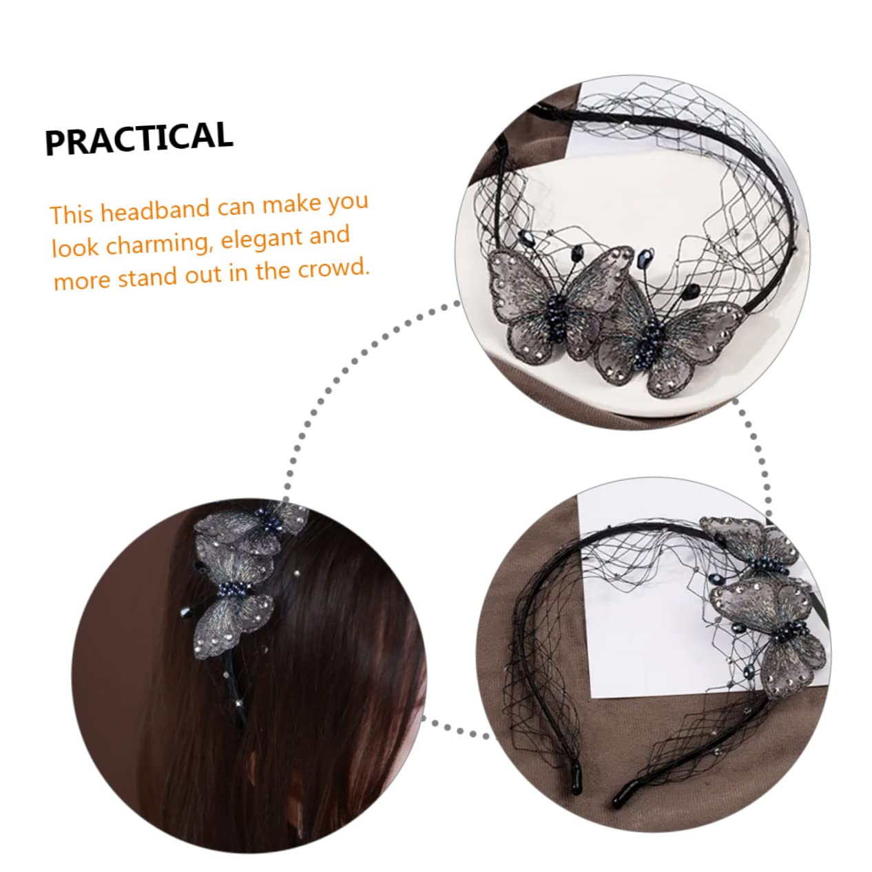 FRCOLOR 4 Piezas diadema con bordada accesorio para el cabello para diadema para tocado de fuente accesorios para el cabello diadema de Malla