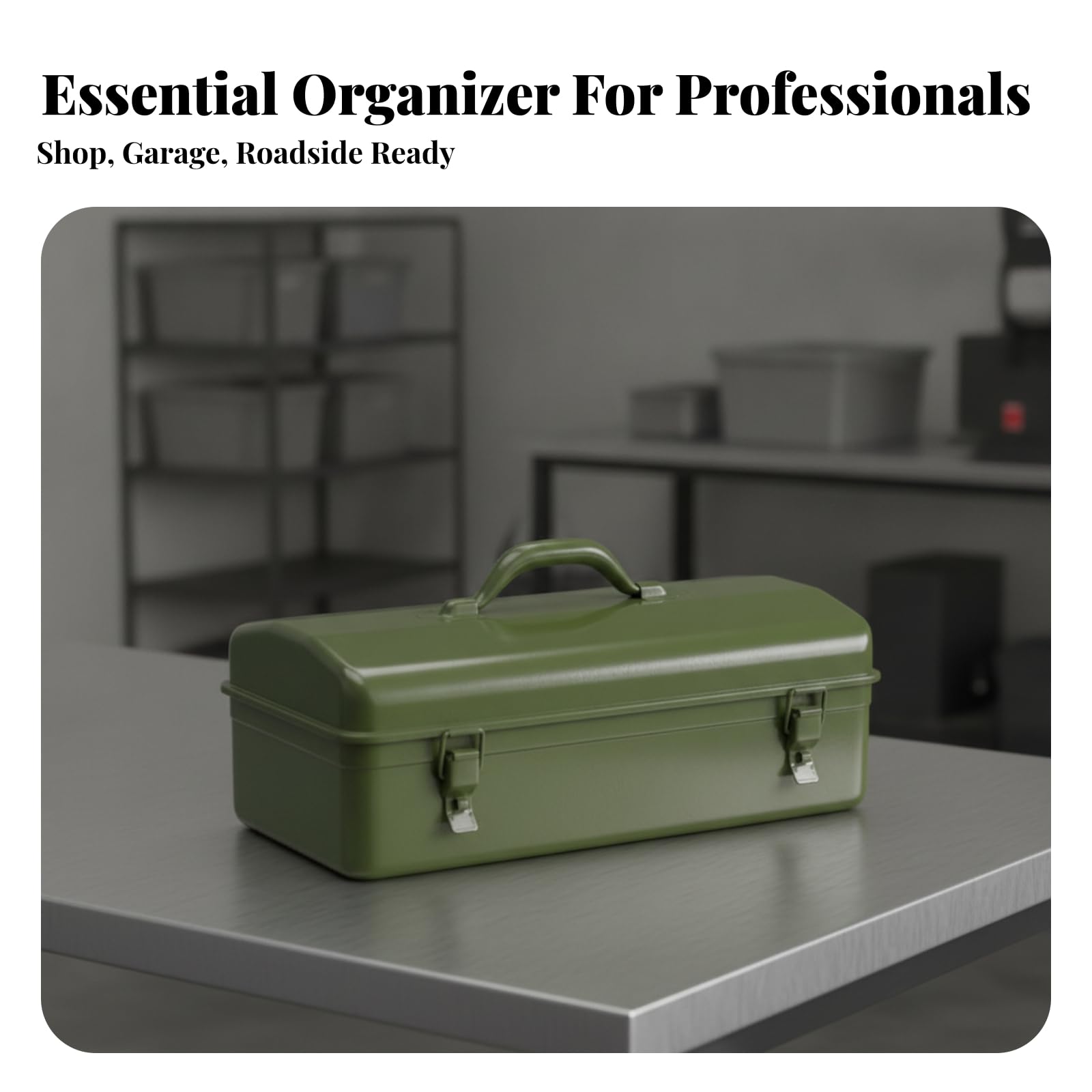 Caja Herramientas con Asa Reados, Caja Herramientas Metal, Multiusos, para Taller, Negro