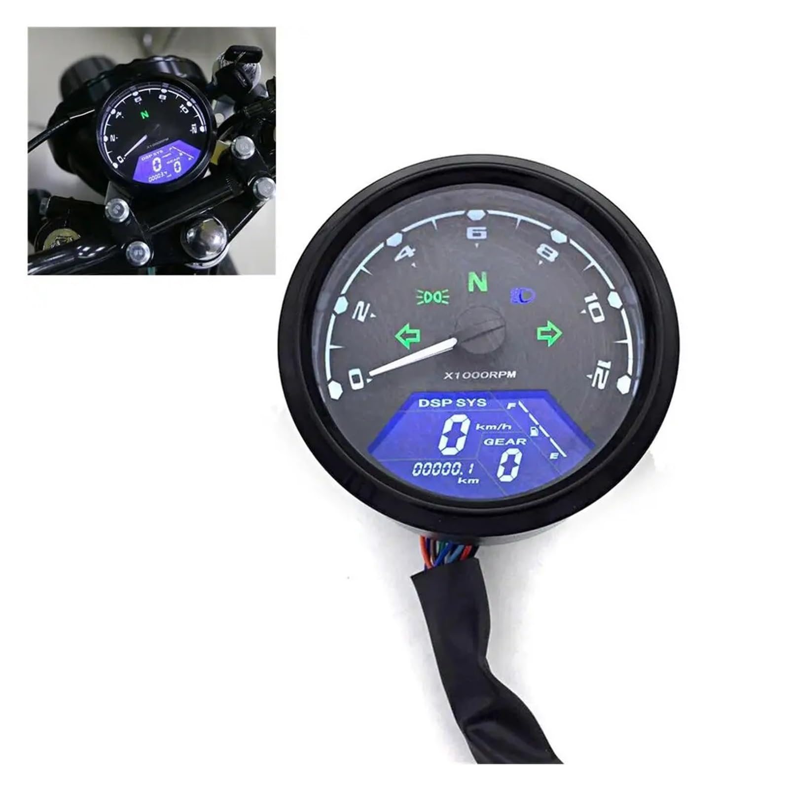 Moto Odómetro Tacómetro Medidor De Motocicleta LED Indicador Digital Luz Tacómetro Odómetro Velocímetro Aceite Multifunción con Dial Visión Nocturna