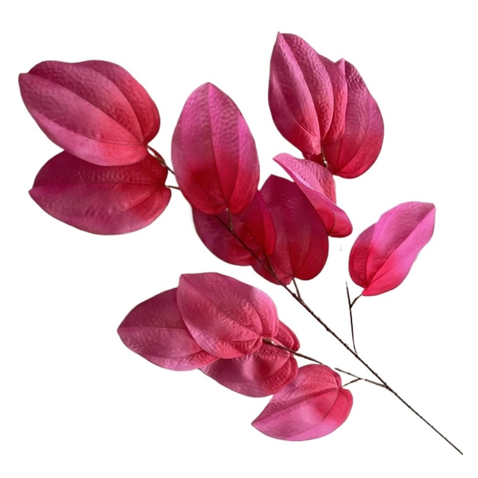 1PC Simulated Leaf Branch Green Plants Fake Flower Hotel Decor Bread Leaves Artificial Plant Garden Decoration(Rose red)