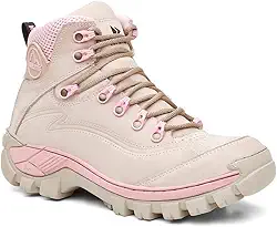 Bota Adventure Feminina Para Trilha Palmilha Gel Bege e Rosa N7
