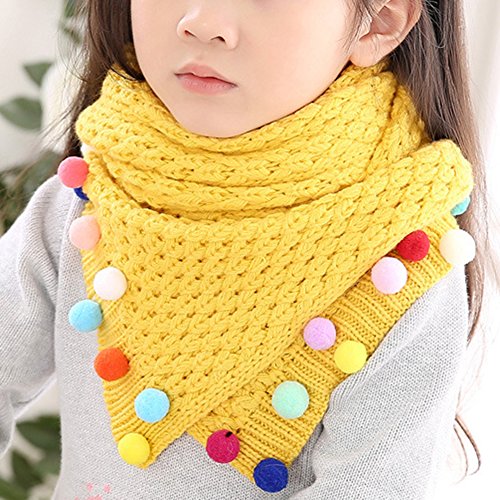 Little Girls Cute Knitted Warp Scarf Warm Winter Scarves with Ball2