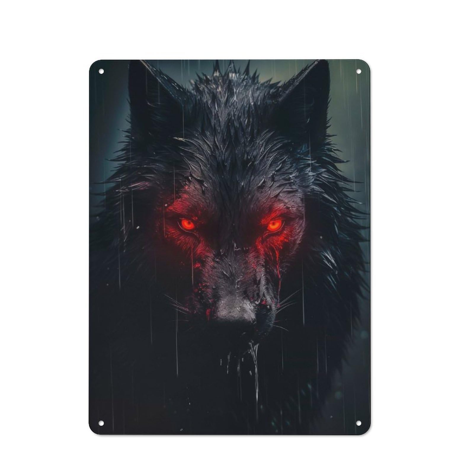 Junmoney Shadow Wolf Metal Plaque 40X30cm With For Hallway Wall, Rustic Decor, For Garage, Workshop And Man Cave Decoration