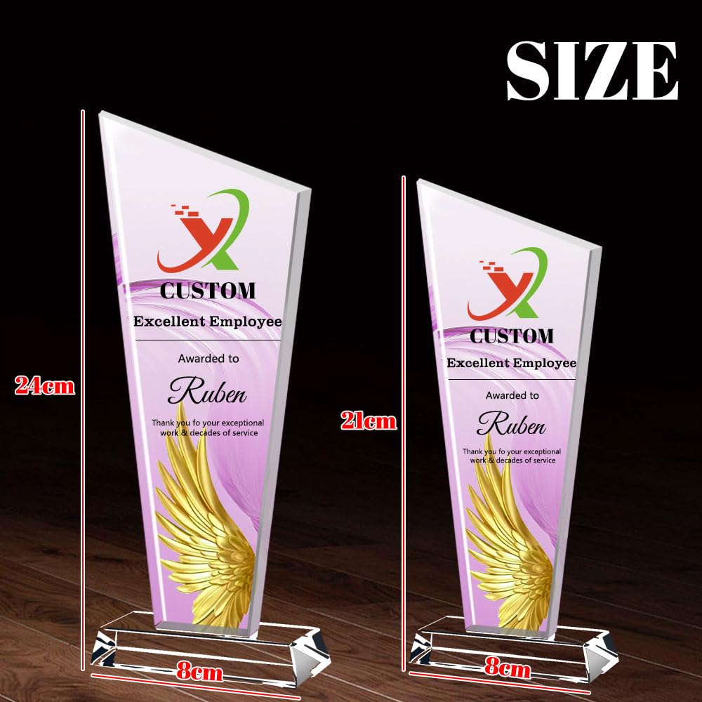 Trophée en Cristal personnalisé | Personnalisable avec Texte, Logo et Photo | Cadeaux pour Reconnaissance des employés, Entreprise, Sport et écoles - 2