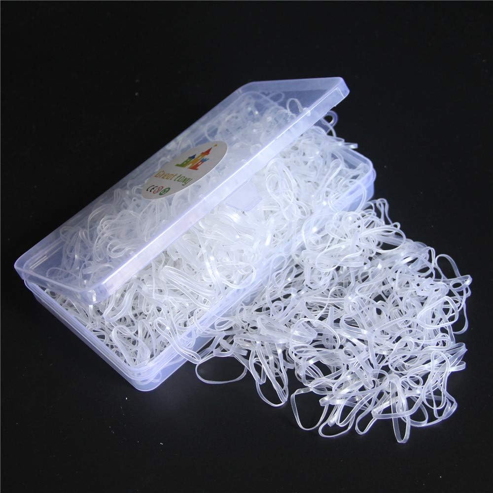 Pack of 800 Elastic Hair Bands Clear Color Soft Mini Rubber Bands with Box