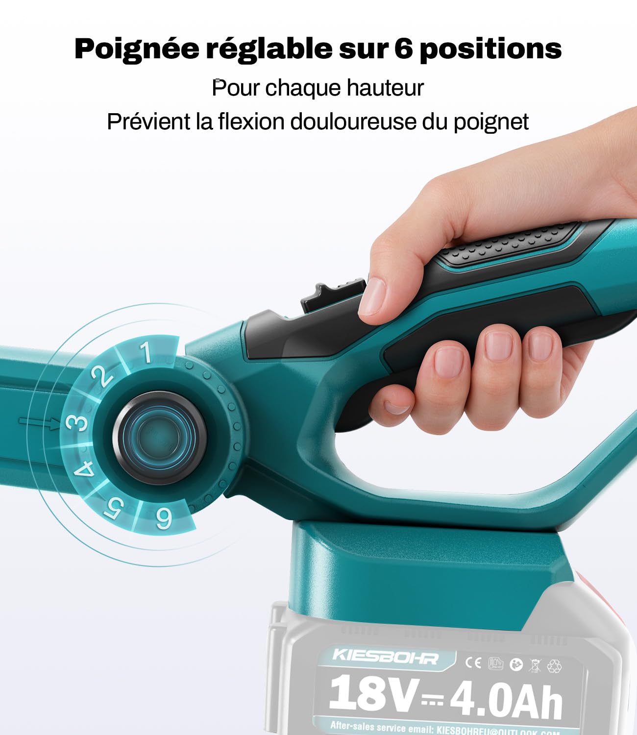 Taille-Haie Télescopique 45 cm, 2,95 m pour Makita 18V | Écartement dents 16 mm, tête réglable 5 positions, modèle CSL402,haies et arbustes,batterie non incluse