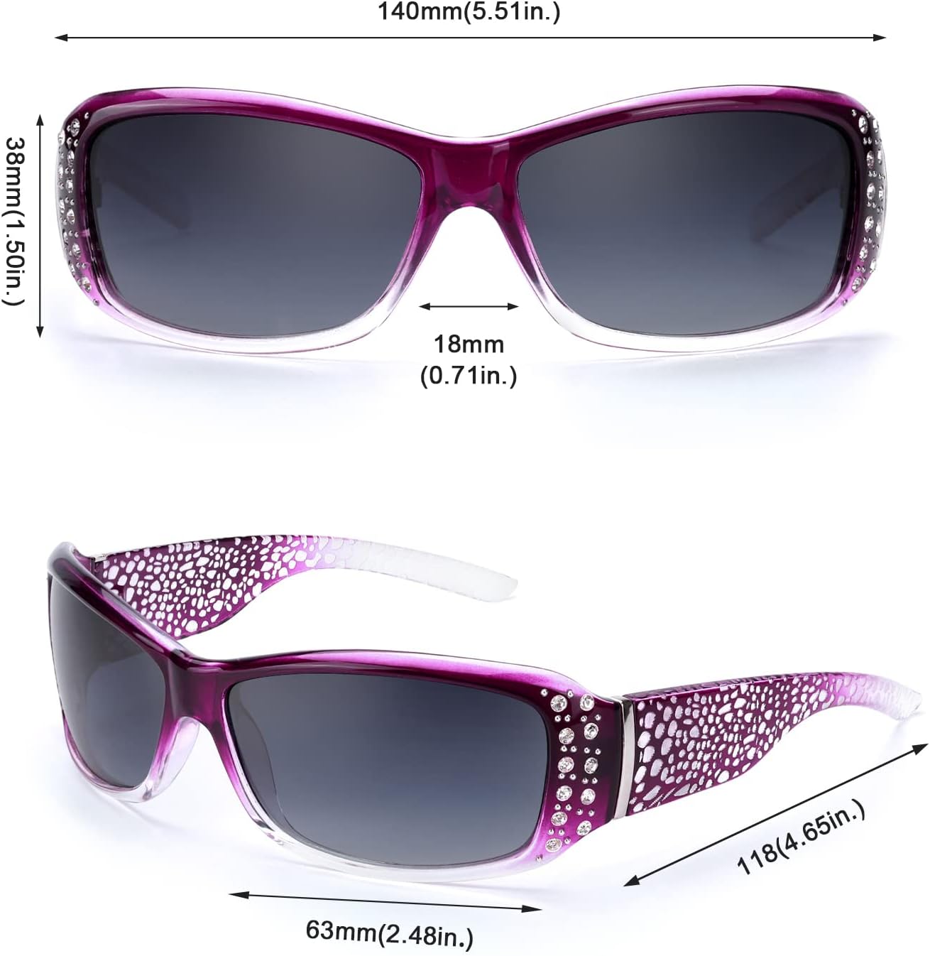 IGnaef Polarized Sunglasses for Women, Rhinestone Women Sunglasses UV400 Protection for Driving/Fishing/Shopping - Image 3
