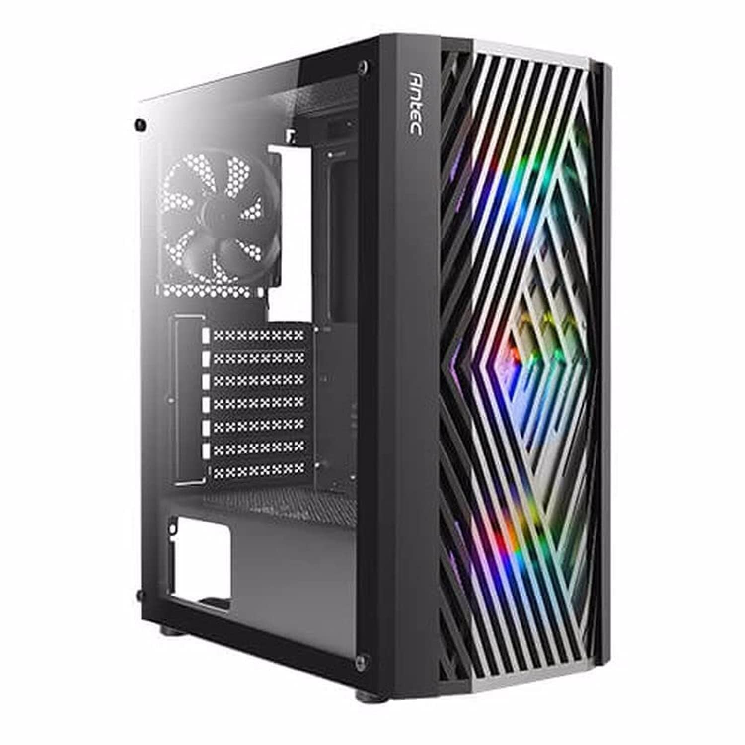 Antec NX Series NX291 Mid-Tower E-ATX Gaming Case, 3 x 120mm RGB fans & 1 x 120mm Fan Included, Tempered Glass Side Panel, 360mm Radiator Support, RGB Gaming Cabinet - Black
