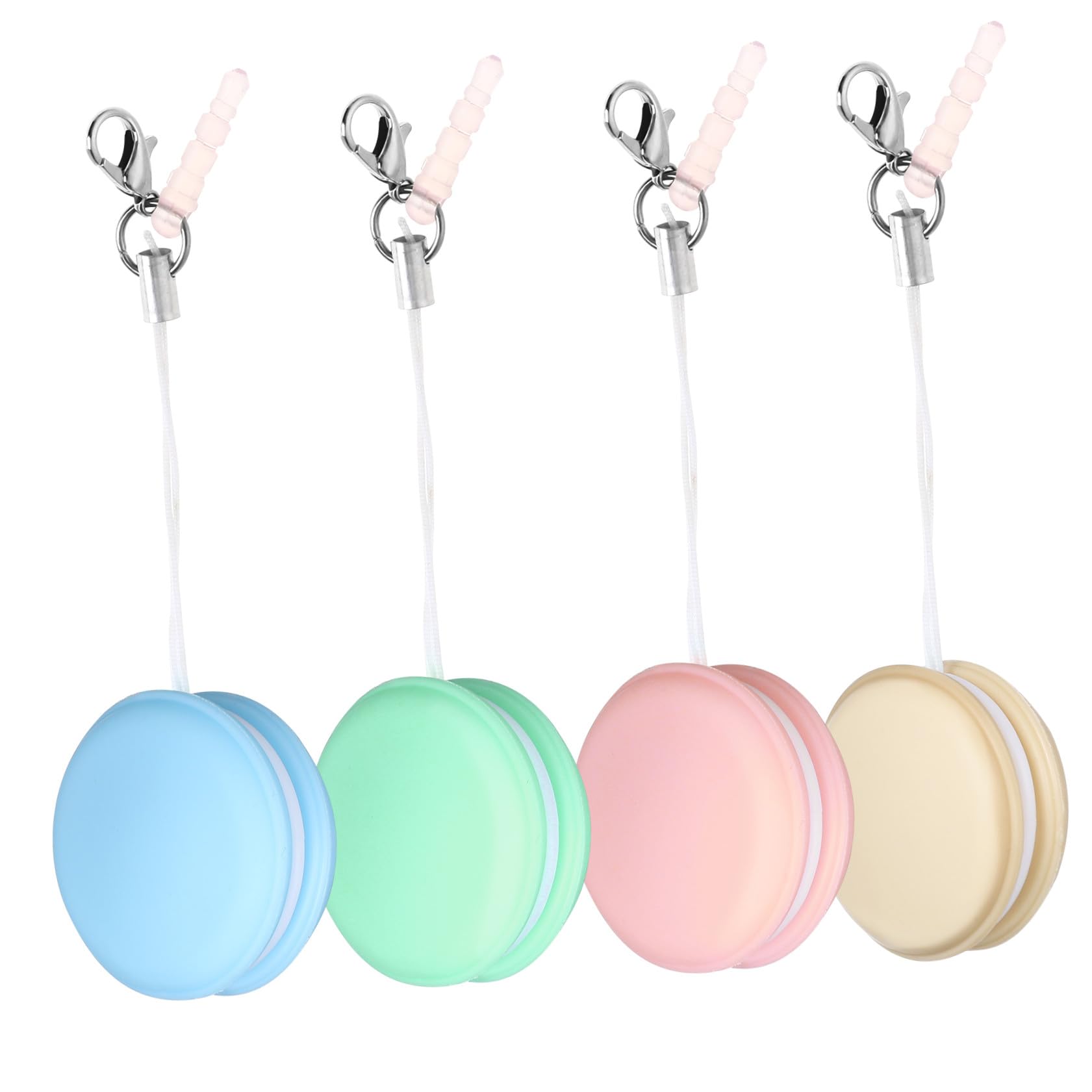 Limpiador de Pantalla Macarons para Teléfonos Inteligentes con 4 Unidades, Material Silicona y PP, Quita Huellas y Manchas, con Cordón y Hebilla para Uso Portátil