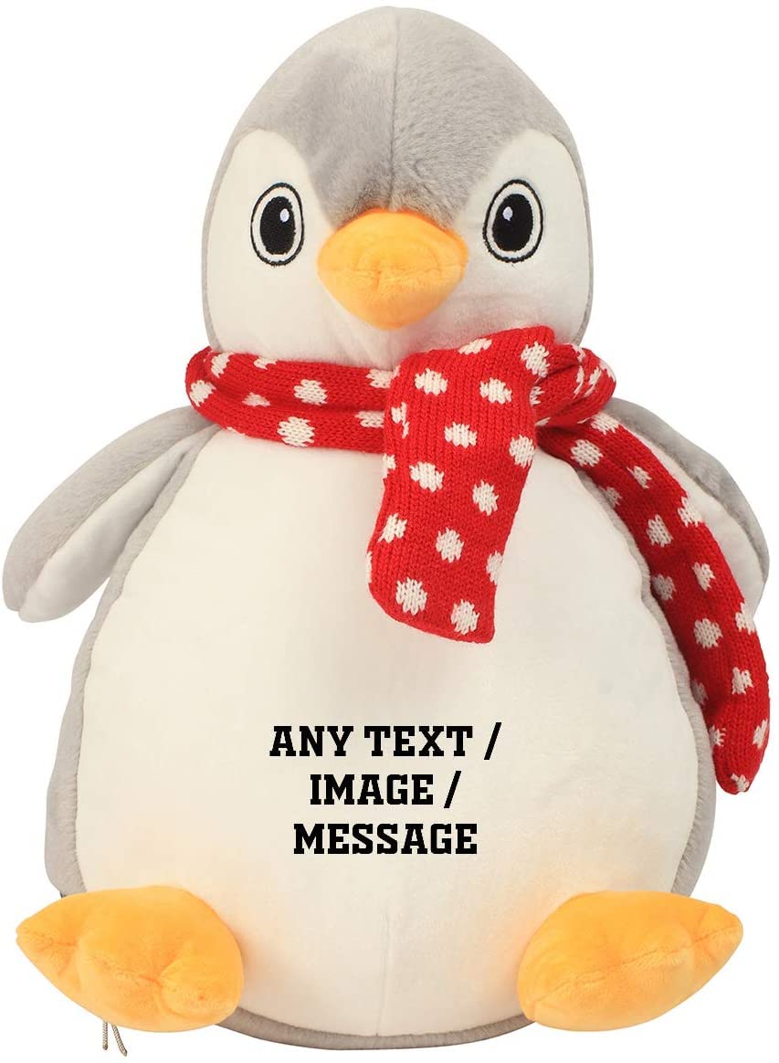 Getagift Personalised with your Own Text/Image/Message themed Soft Toy for Boy or Girl, New Baby Newborn Penguin Teddy Birthday Gift.