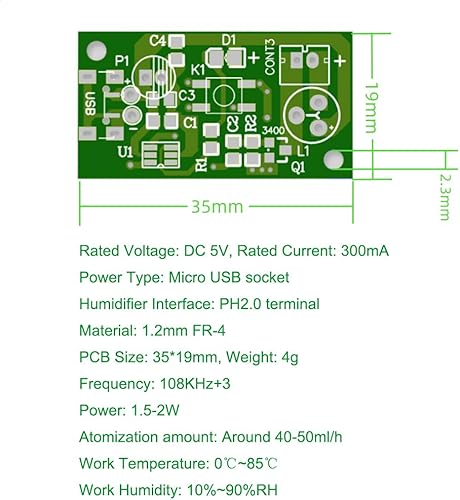 Miniatura 2 de 4 unids USB humidificación atomización disco micro interfaz atomización unidad placa de circuito DC 5 V para bricolaje hogar