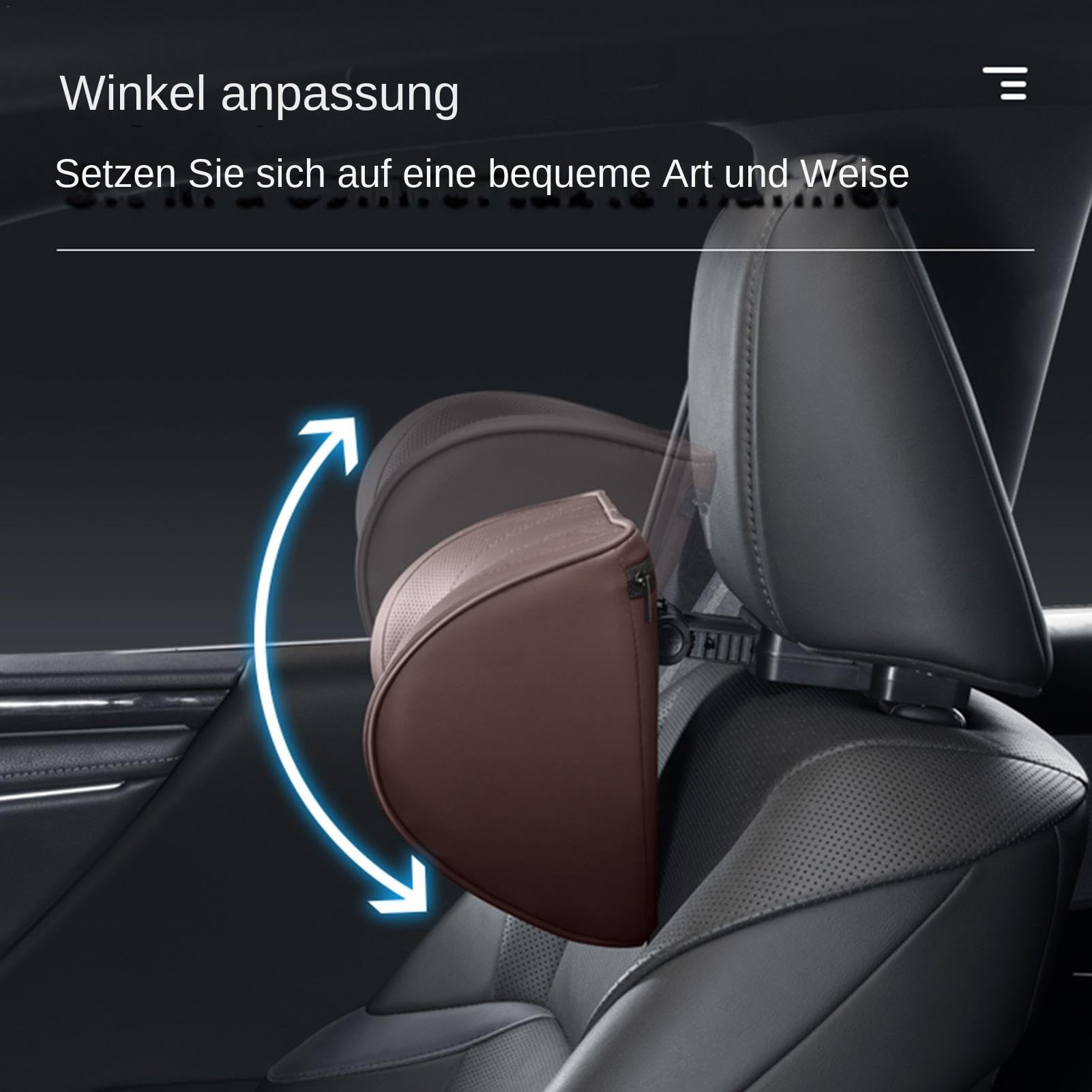 Cojín cervical para coche, cojín cervical para coche, ajustable, con rebote lento, cojín de apoyo con ganchos, cojín de reposacabezas agradable para la piel para conducir